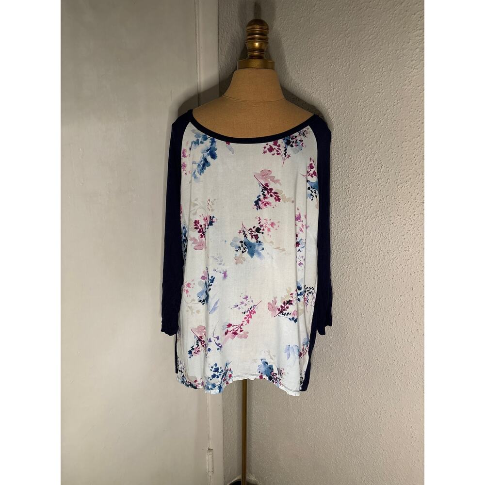 Kut from the Kloth Floral Baseball Raglan Tee XXL Casual Boho Cotagecore Prints